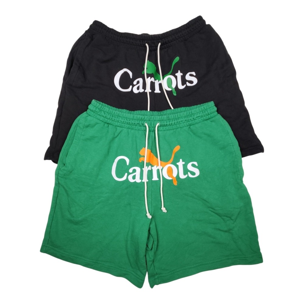 Puma x Carrots Athletic Sweat Shorts Set of 2 Sz L Green Black‎ 7"